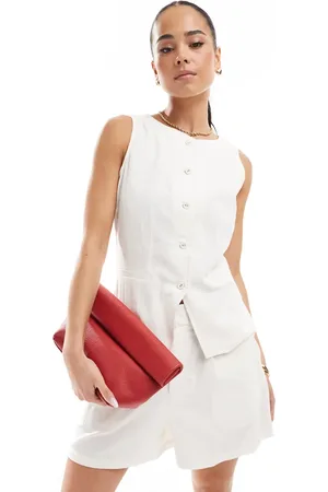 Brave Soul Co-ord textured waistcoat in cream