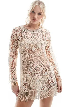 River Island Crochet mini dress in cream