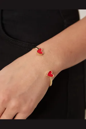 ASOS Cuff bracelet with enamel heart detail in tone