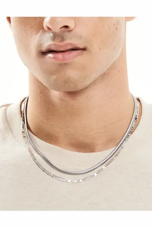 ASOS 2 pack waterproof stainless steel snake and link chain necklace in tone