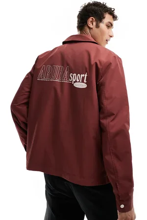 ASOS Lightweight collegiate harrington jacket in with white back print