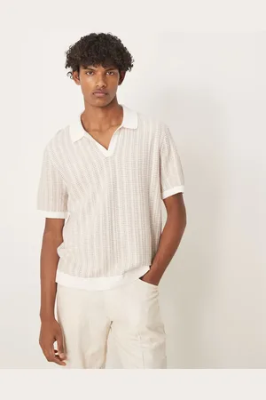 Abercrombie & Fitch Short sleeve crochet shirt in beige