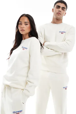Ralph Lauren Sport capsule unisex small chest logo sweatshirt in cream CO-ORD