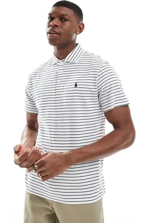 Ralph Lauren Icon logo stripe pima cotton polo custom fit in /navy