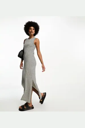AWARE Tall sleeveless maxi dress in mono stripe