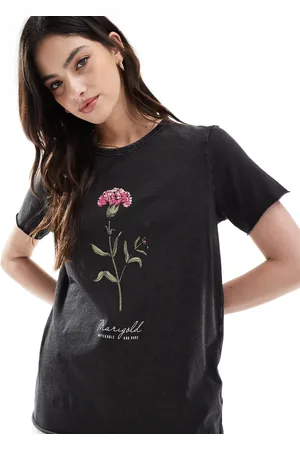 ONLY Acid wash flower print t-shirt in