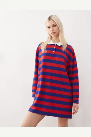 Reclaimed Polo collar mini dress in stripe