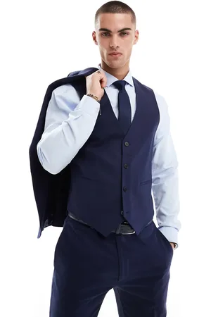 ASOS Linen blend slim suit waistcoat in