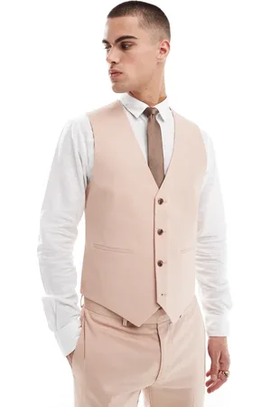 ASOS Linen blend slim suit waistcoat in