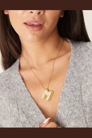 DesignB London Embellished bubble initial M necklace in