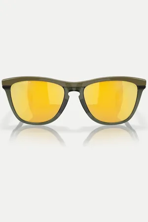Oakley Frogskins™ range round polarised sunglasses with gold mirrored lens in dark brush