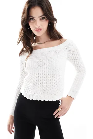 Hollister Off shoulder crochet jumper in