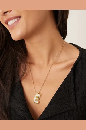 DesignB London Embellished bubble initial E necklace in