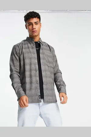 Only & Sons Smart check overshirt in dark