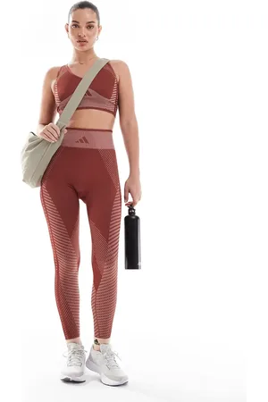 adidas Adidas Training seamless 7/8 leggings in burgundy