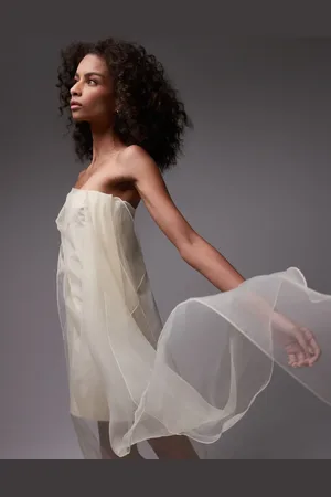 MANGO Capsule organza bow bandeau mini dress in