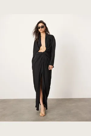 ASOS Statement spiral trim long sleeve maxi dress in
