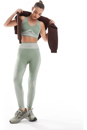adidas Adidas Training seamless 7/8 leggings in silver green