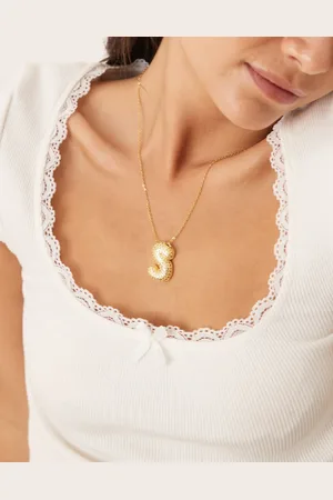 DesignB London Embellished bubble initial S necklace in