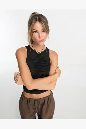 Stradivarius Ruched front tank top in