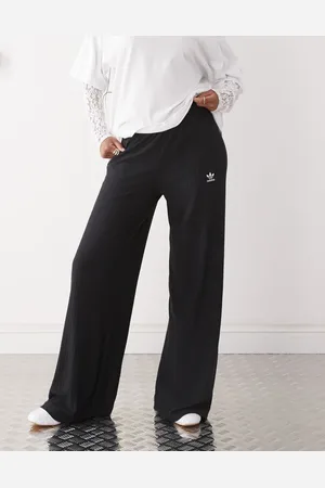 adidas Trefoil Essentials wide leg trousers in rib