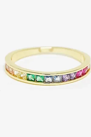Pieces® 18k plated rainbow stacking ring in