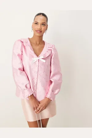 Sister Jane Contrast bow jacquard top in baby