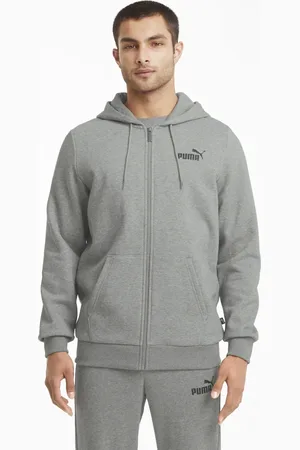 PUMA Essentials full-zip logo hoodie in medium gray heather