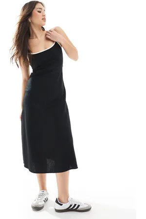 Hollister Linen slip maxi dress with contrast binding in