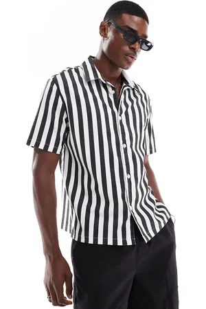 Bershka Bold stripe shirt in black
