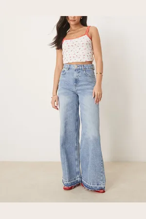 ASOS Wide leg jean with let down hem in pale wash
