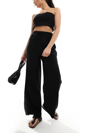 New Look Crinkle wide leg trousers in