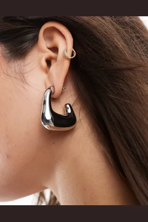 ASOS Hoop earrings with molten square detail in tone