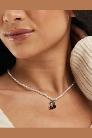 Accessorize Pearl beaded necklace with cherry pendant in