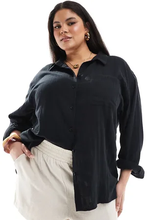 ASOS ASOS DESIGN Curve oversized textured cotton shirt in