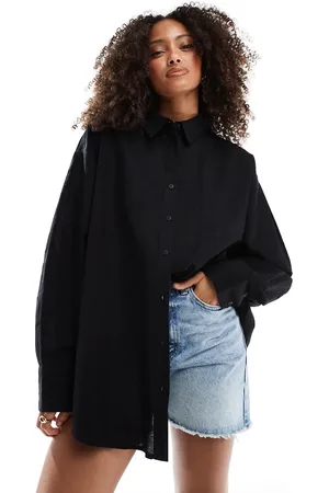 ASOS Linen blend oversized shirt in