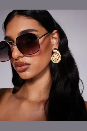Aldo Elbamadar large round metal sunglasses in gold with gradient lens