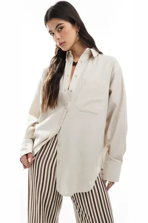 ASOS Linen blend oversized shirt in natural