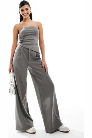 ASOS Co-ord smart wide leg trouser in charcoal