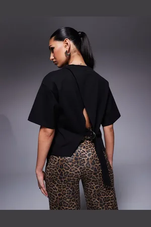 ASOS Cinched back t shirt with open back and d ring detail in