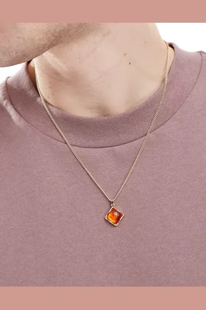 ASOS Necklace with amber stone pendant in tone