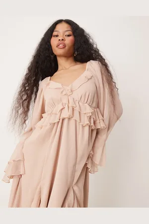 Miss Selfridge Chiffon boho ruffle maxi dress in