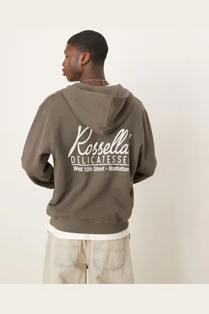 ASOS Oversized hoodie with text back print in khaki