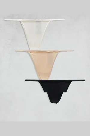 Cotton On Cotton On 3 pack tiny invisible string thong in white beige black