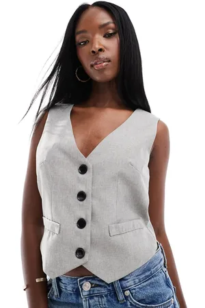 In The Style X Perrie Sian tailored waistcoat co-ord in grey