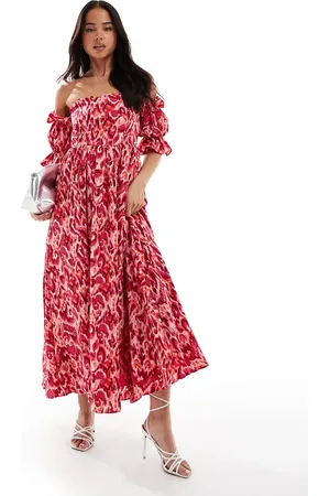 Lovedrobe Abstract bardot midaxi dress in