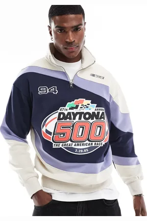 Bershka Daytona 1/4 zip jumper in cream
