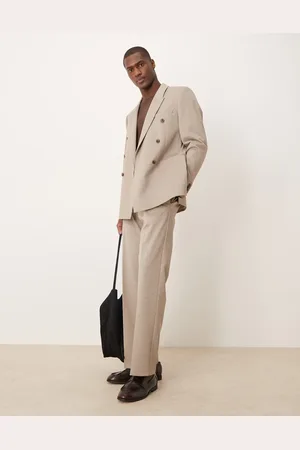 ASOS Straight leg suit trousers in beige twill