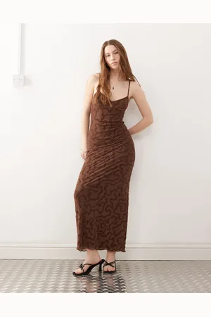 Motel Kalana swirl flock maxi cami dress in