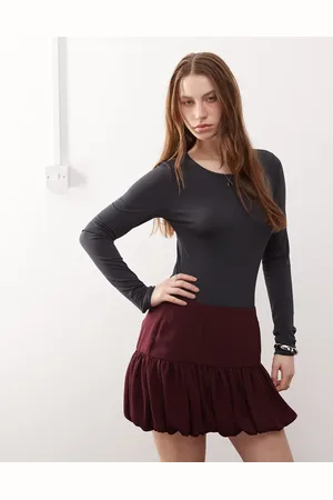 Noisy May Long sleeve bodysuit in charcoal